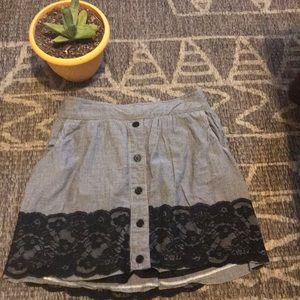 Grey & White striped slip lined mini skirt | XS